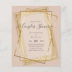 BUDGET Brautpaar Dusche Gold Geometrischer Rahmen Flyer