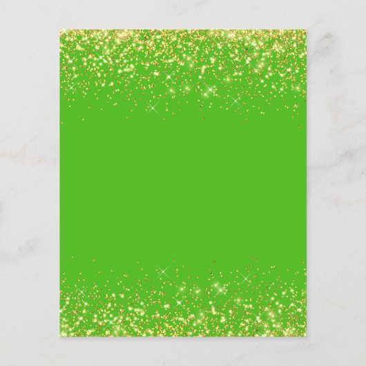 Budget Brautparty Glitzer Gold Grüne Einladung (Rückseite)