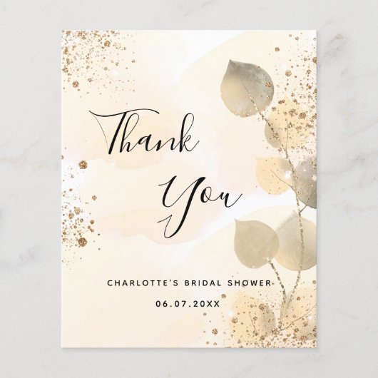 Budget Brautparty golden eucalyptus vielen Dank (Vorderseite)