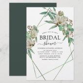 Budget Brautparty Greenery Magnolia Einladung (Vorne/Hinten)