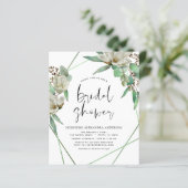 Budget Brautparty Greenery Magnolia Einladung (Stehend Vorderseite)