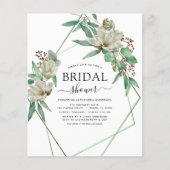 Budget Brautparty Greenery Magnolia Einladung (Vorderseite)