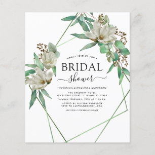 Budget Brautparty Greenery Magnolia Einladung Flyer