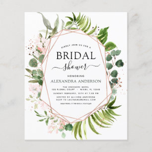 Budget Brautparty Greenery Rose Goldene Geometrie Flyer