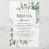 Budget Brautparty Grüne Botanische Einladung (Vorderseite)