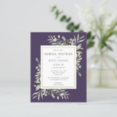 Budget Brautparty Grüne Lila Einladung (Stehend Vorderseite)