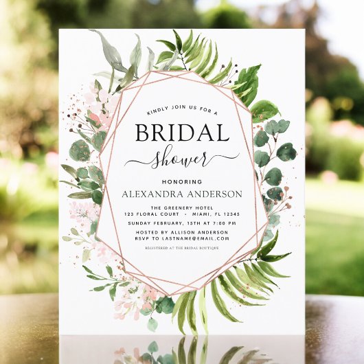 Budget Brautparty Grüne Rose Gold Einladung