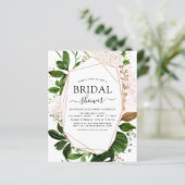 Budget Brautparty Grüne Rose Gold Einladung (Stehend Vorderseite)