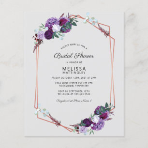 Budget Brautparty Lila Blumenschrift Modern