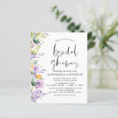 Budget Brautparty Lila Grüne Einladung (Stehend Vorderseite)