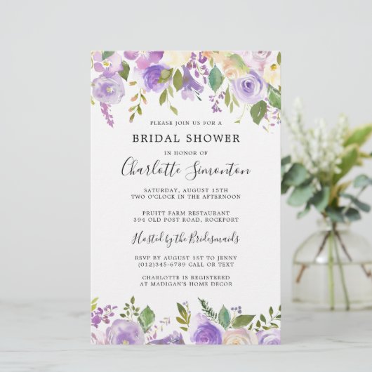 Budget Brautparty Lila Grünpflanzen Botanische (Stehend Vorderseite)