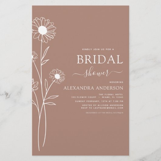 Budget Brautparty Minimalistisch Botanisches Flora (Vorderseite)