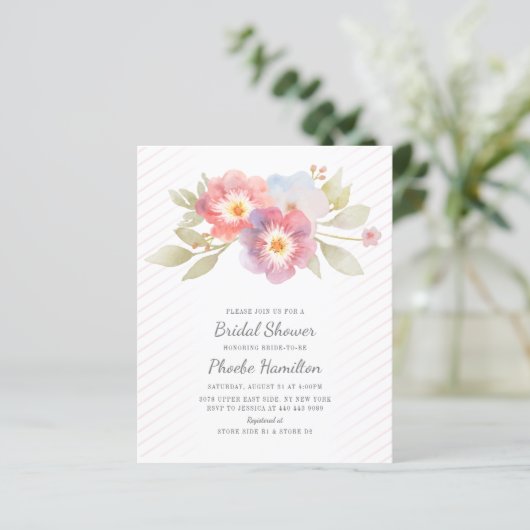 Budget Brautparty Moderne Blumeneinladung (Stehend Vorderseite)