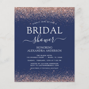 Budget Brautparty Navy Blau Roségold Glitter Flyer