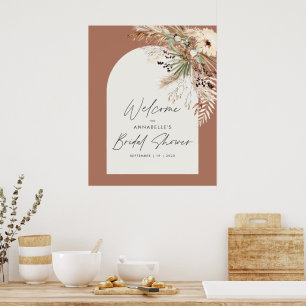 Budget Brautparty Pampas Gras modern elegant Poster