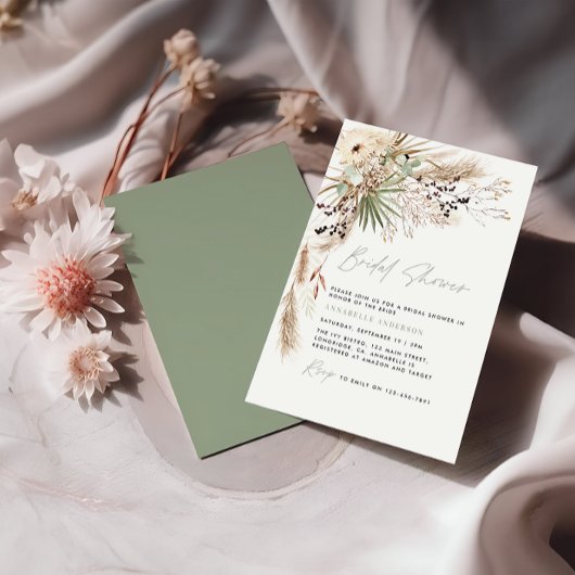 Budget Brautparty pampas gras moderne Einladung