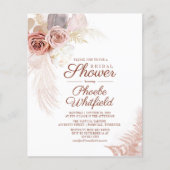 Budget Brautparty Pampas Grass Einladung (Vorderseite)