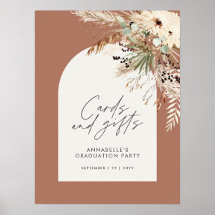 Budget Brautparty Pampas Karten Geschenke Terracot Poster