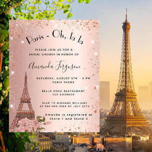 Budget Brautparty Paris Rose Goldeinladung Flyer