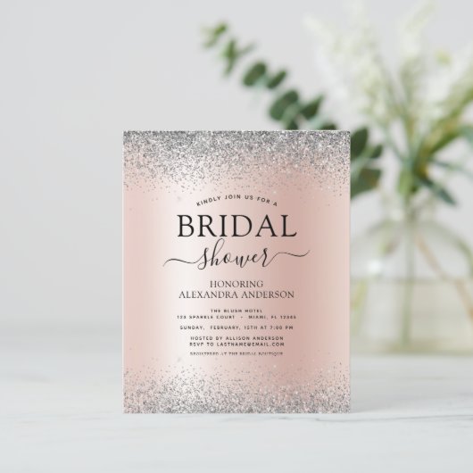 Budget Brautparty Rosa Glitzer Rose Gold Silber (Stehend Vorderseite)