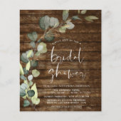 Budget Brautparty Rustikale Holzeinladung (Vorderseite)