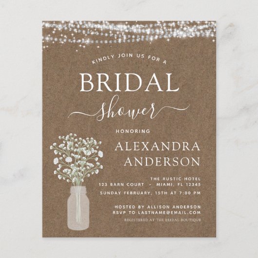 Budget Brautparty Rustikales Gipskraut (Vorderseite)