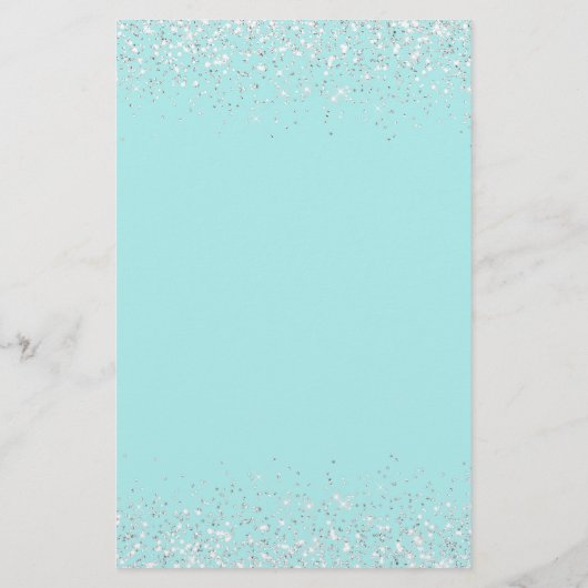 Budget Brautparty Siver Aquamarin Einladung (Rückseite)