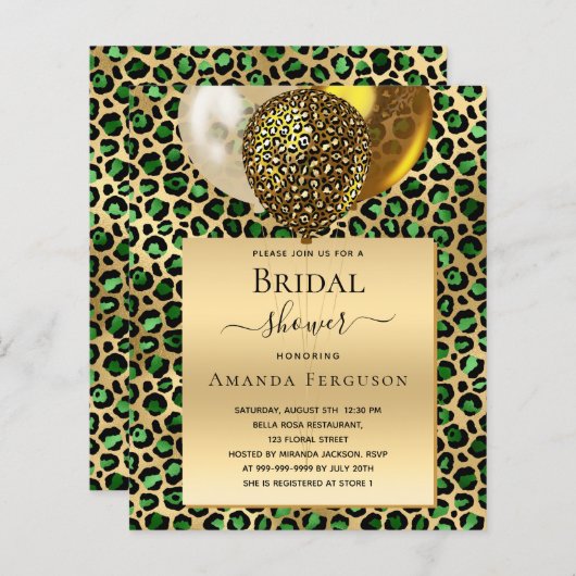 Budget Brautparty smaragdgrüner Leoparden-Ballon (Vorne/Hinten)