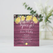 Budget Brautparty Squeeze Red Wood Lemon Einladung (Stehend Vorderseite)