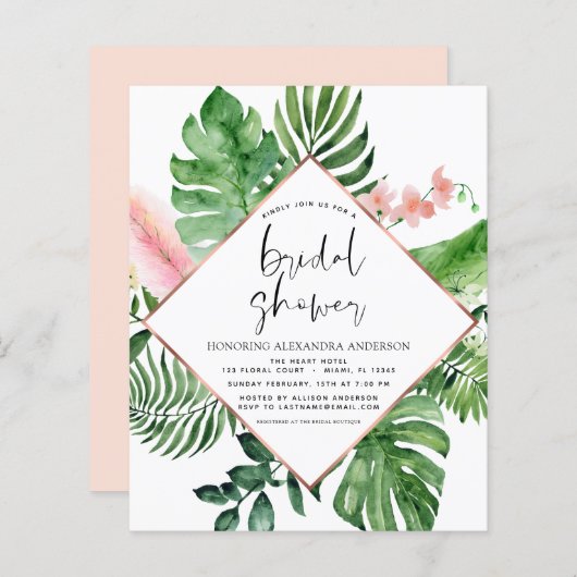 Budget Brautparty Tropenpalme Wasserfarbe (Vorne/Hinten)