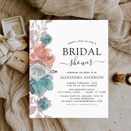 Budget Brautparty Türkis Rosa Einladung