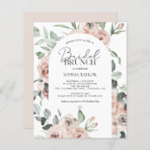 Budget Bridal Brunch Dusty Pink Einladung (Vorne/Hinten)