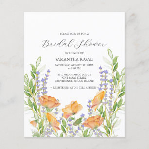Budget Bridal Dusche Einladung Blumen Flyer
