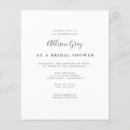 Budget Bridal Dusche Einladung Flyer (Vorne)