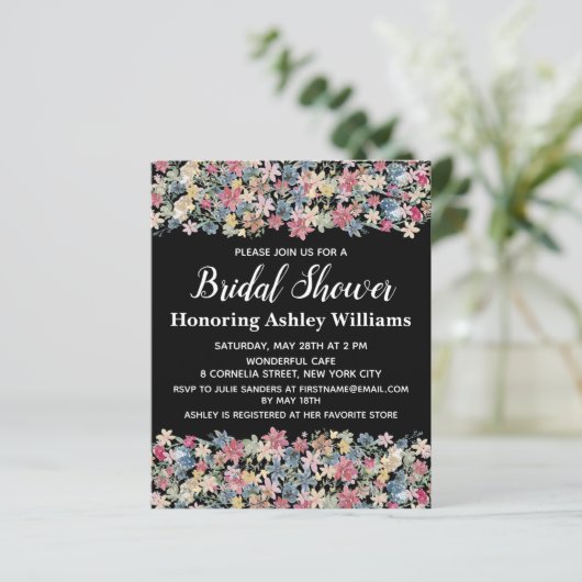 Budget Bridal Dusche Einladung Modern Boho Einfach (Stehend Vorderseite)