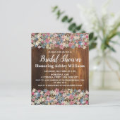 Budget Bridal Dusche Einladung Rustikale Blume Boh (Stehend Vorderseite)