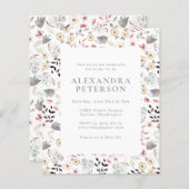 Budget Bridal Dusche Einladung rustikale Flora (Vorne/Hinten)
