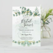 Budget Bridal Dusche Einladungen Grüne Blätter (Stehend Vorderseite)