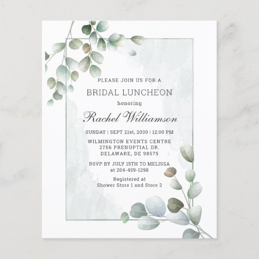 Budget Bridal Luncheon Eukalyptus Greenery (Vorderseite)