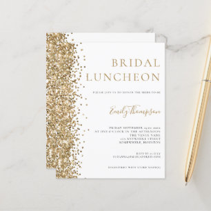 Budget Bridal Luncheon Gold Glitzer Einladung