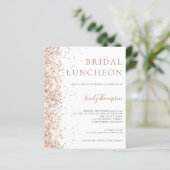 Budget Bridal Luncheon Rose Gold Glitzer Einladung (Stehend Vorderseite)