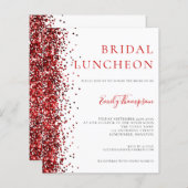 Budget Bridal Luncheon Roter Glitzer Einladung (Vorne/Hinten)