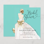 Budget Bride Gown Aquamarin Bridal Dusche Einladun (Vorne/Hinten)