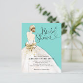 Budget Bride Gown Aquamarin Bridal Dusche Einladun (Stehend Vorderseite)