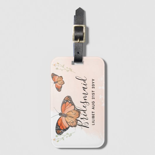 BUDGET Bridesmaid Brautparty gibt BUTTERFLIES Gepäckanhänger (Vorderseite Vertikal)