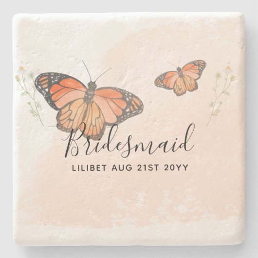 BUDGET Bridesmaid Brautparty gibt BUTTERFLIES Steinuntersetzer (Vorderseite)