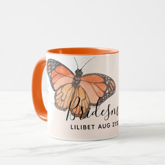 BUDGET Bridesmaid Brautparty gibt BUTTERFLIES Tasse (Vorderseite Links)