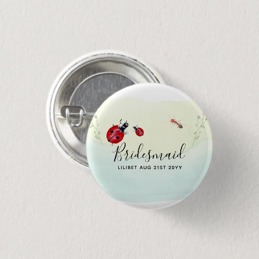 BUDGET Bridesmaid Brautparty Gift LADYBUGS Button (Vorne & Hinten)