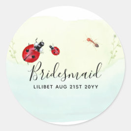 BUDGET Bridesmaid Brautparty Gift LADYBUGS Runder Aufkleber