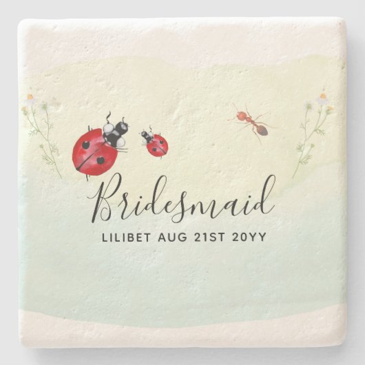 BUDGET Bridesmaid Brautparty Gift LADYBUGS Steinuntersetzer (Vorderseite)
